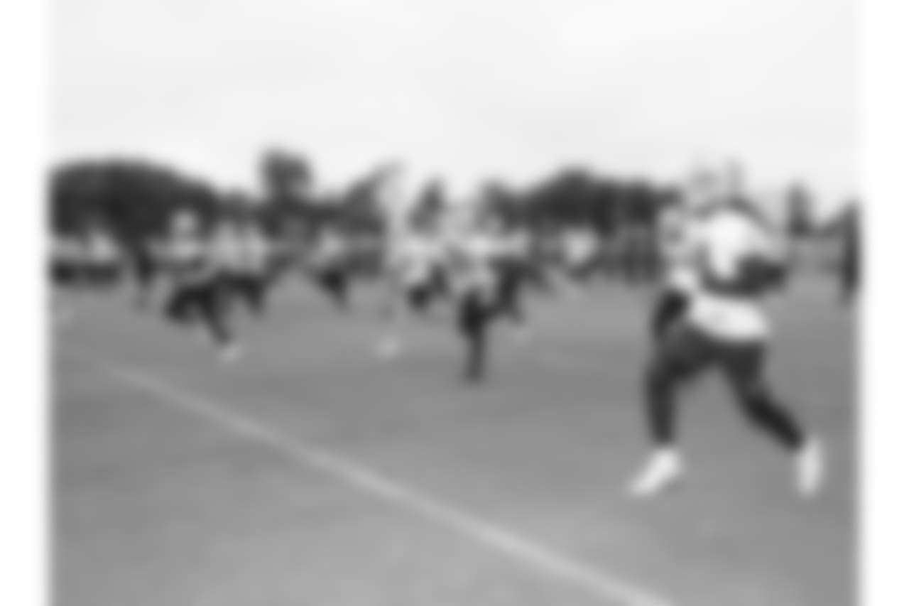 Oakland Raiders players at an Organized Team Activity (OTA) at the Oakland Raiders Practice Facility, Tuesday, May 22, 2018, in Alameda, California.