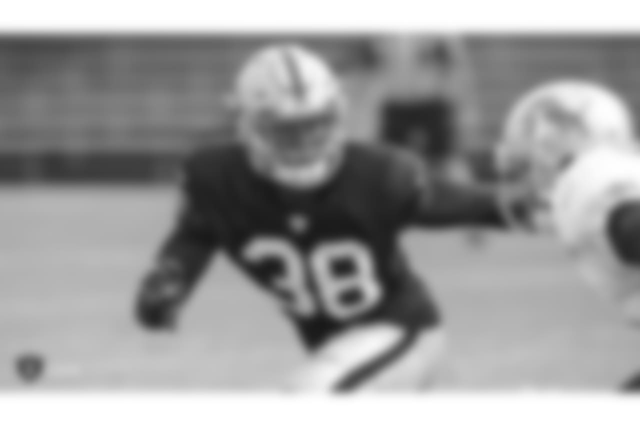 Oakland Raiders cornerback Nick Nelson (38) on the field for a joint practice with the Detroit Lions at 2018 Training Camp at The Oakland Raiders Napa Valley Training Complex, Wednesday, August 8, 2018, in Napa, California.