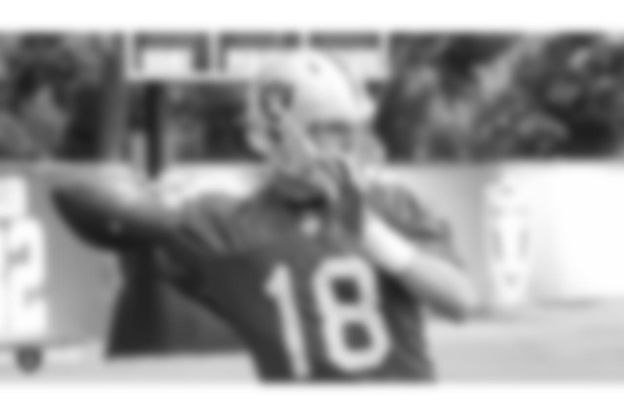 Oakland Raiders quarterback Connor Cook (18) at an Organized Team Activity (OTA) at the Oakland Raiders Practice Facility, Wednesday, June 6, 2018, in Alameda, California.