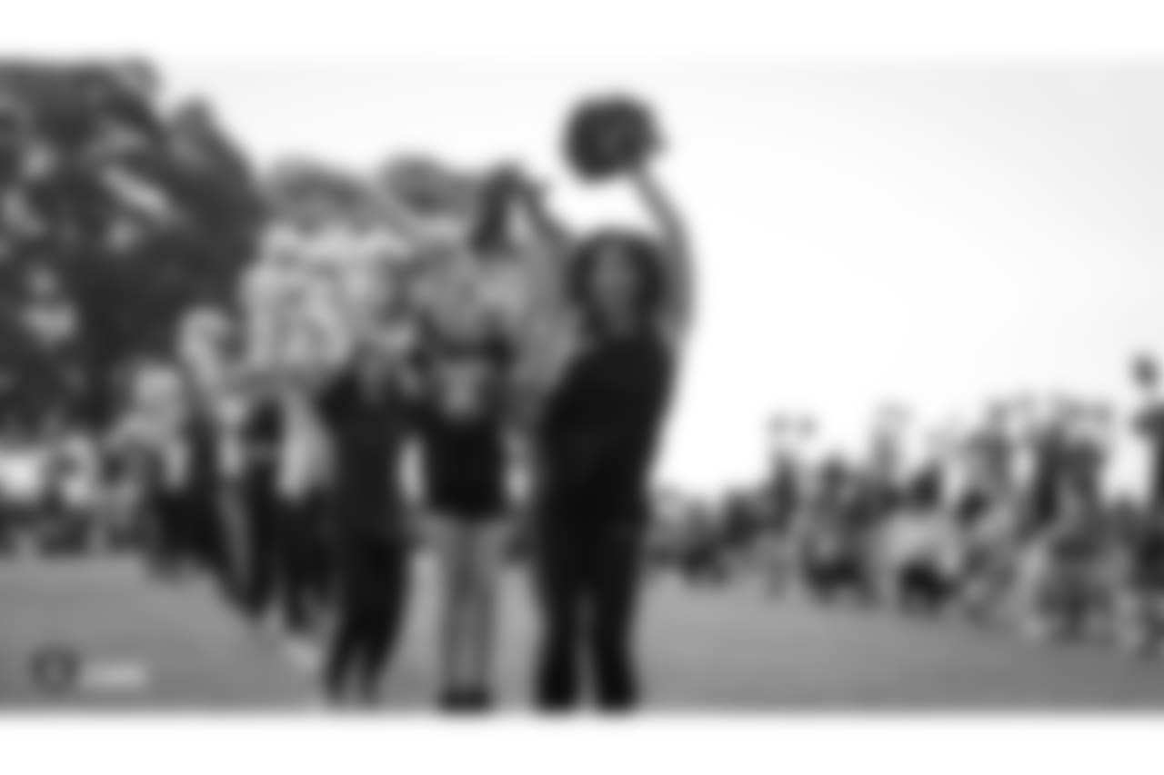 The Raiderettes, Junior Raiderettes, and parents on the second day of Junior Raiderettes practice at the Oakland Raiders Practice Facility, Sunday, August 19, 2018, in Alameda, California.