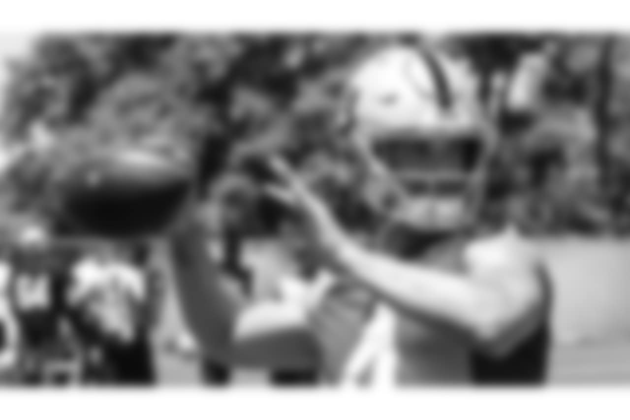 Oakland Raiders quarterback Derek Carr (4) at a Mandatory Minicamp at the Oakland Raiders Practice Facility, Wednesday, June 13, 2018, in Alameda, California.