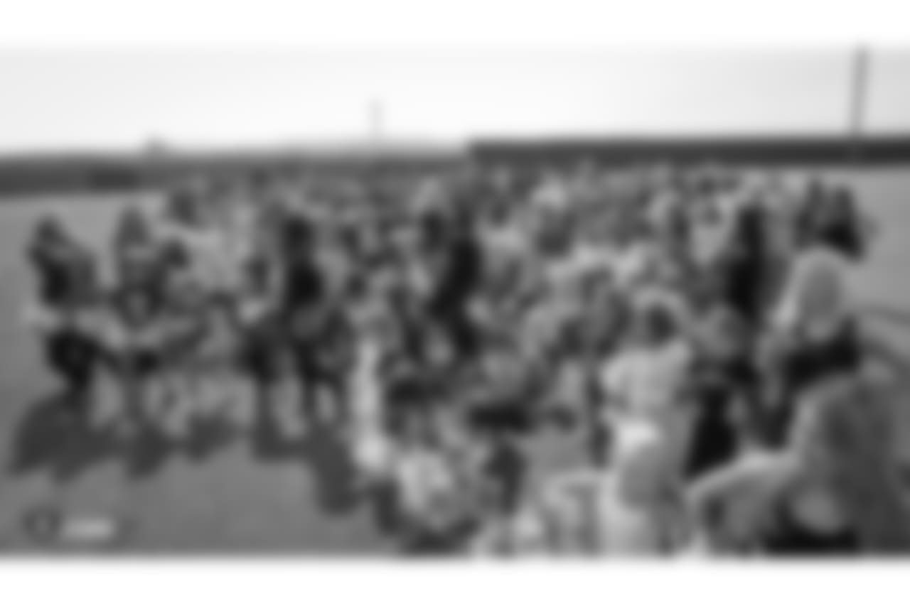 The Raiderettes, Junior Raiderettes, and parents on the second day of Junior Raiderettes practice at the Oakland Raiders Practice Facility, Sunday, August 19, 2018, in Alameda, California.