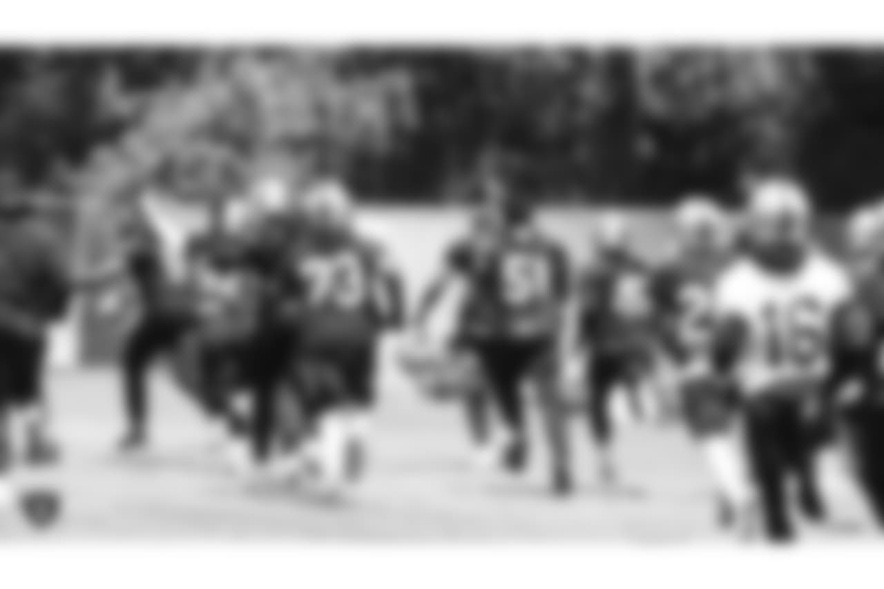 Oakland Raiders players at an Organized Team Activity (OTA) at the Oakland Raiders Practice Facility, Thursday, May 31, 2018, in Alameda, California.