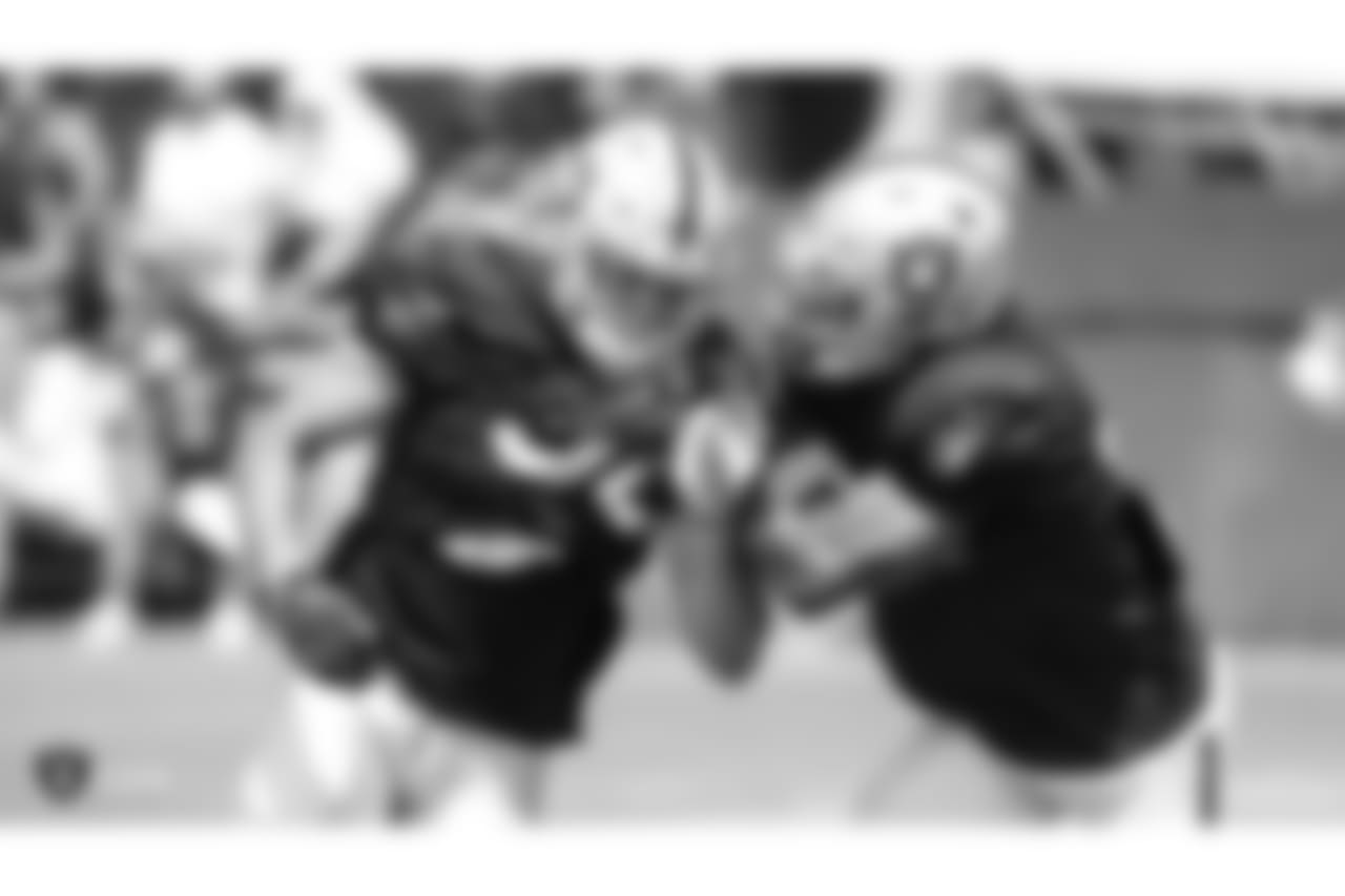 Oakland Raiders linebacker Kyle Wilber (58) on the field for practice at 2018 Training Camp at The Oakland Raiders Napa Valley Training Complex, Monday, July 30, 2018, in Napa, California.