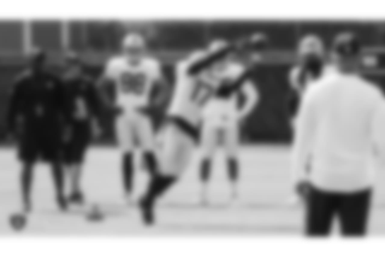 Oakland Raiders wide receiver Dwayne Harris (17) on the field for practice at 2018 Training Camp at The Oakland Raiders Napa Valley Training Complex, Monday, August 6, 2018, in Napa, California.