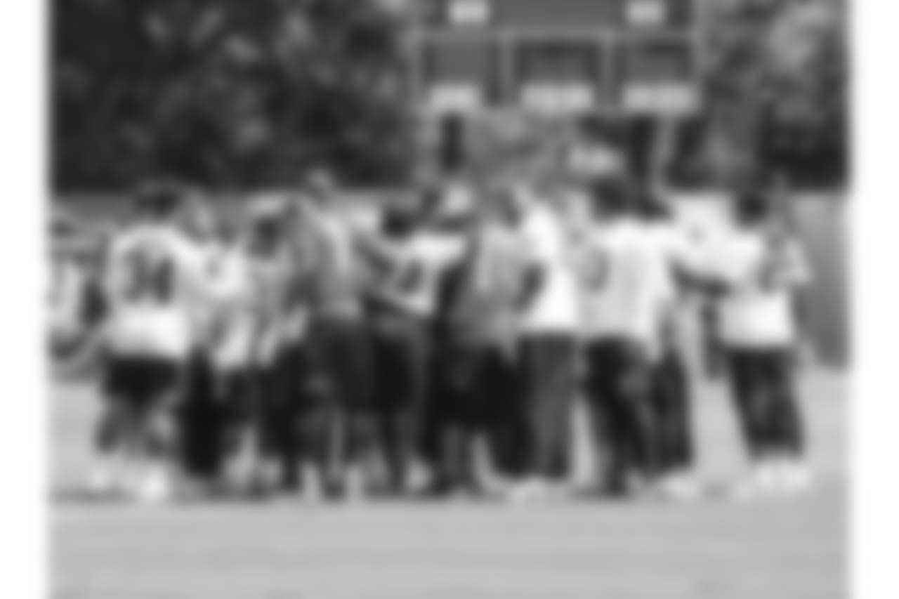 Oakland Raiders players and coaches at an offseason program at the Oakland Raiders Practice Facility, Monday, May 21, 2018, in Alameda, California.