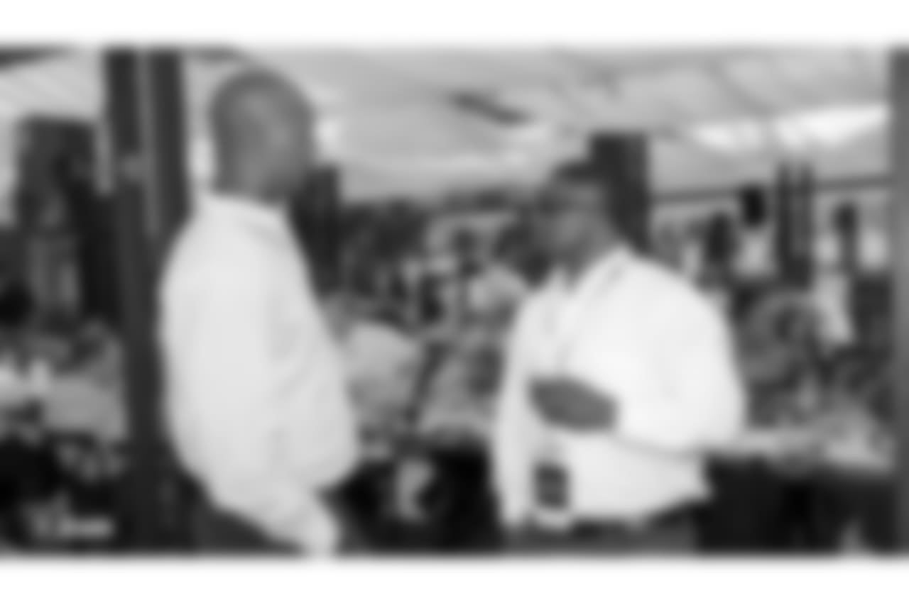 Oakland Raiders alumni Lorenzo Lynch and Rickey Dudley at an Alumni Dinner during 2018 Training Camp at Kelham Vineyards, Saturday, July 28, 2018, in Saint Helena, California.