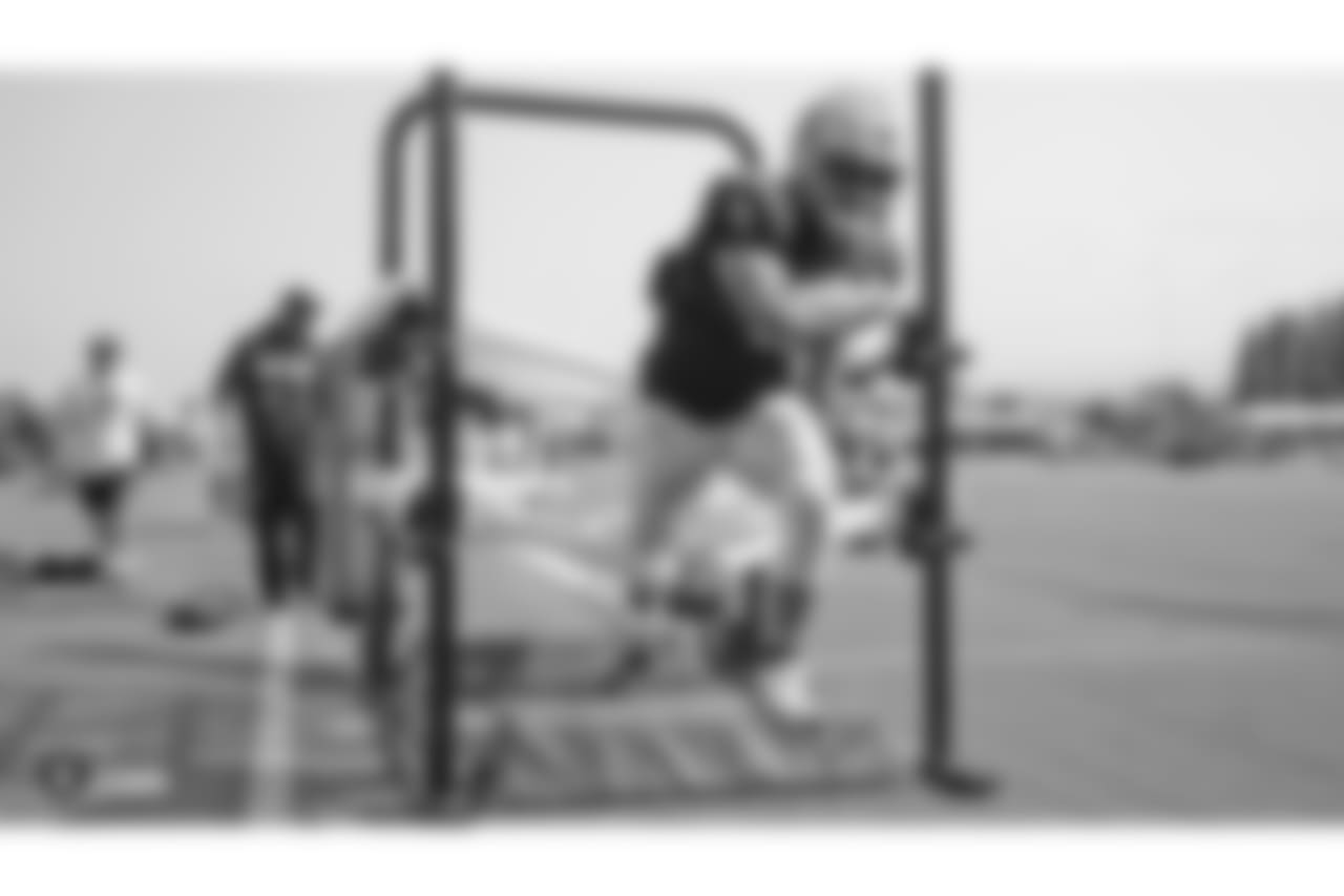 Oakland Raiders quarterback Derek Carr (4) on the field for practice at 2018 Training Camp at The Oakland Raiders Napa Valley Training Complex, Wednesday, August 1, 2018, in Napa, California.