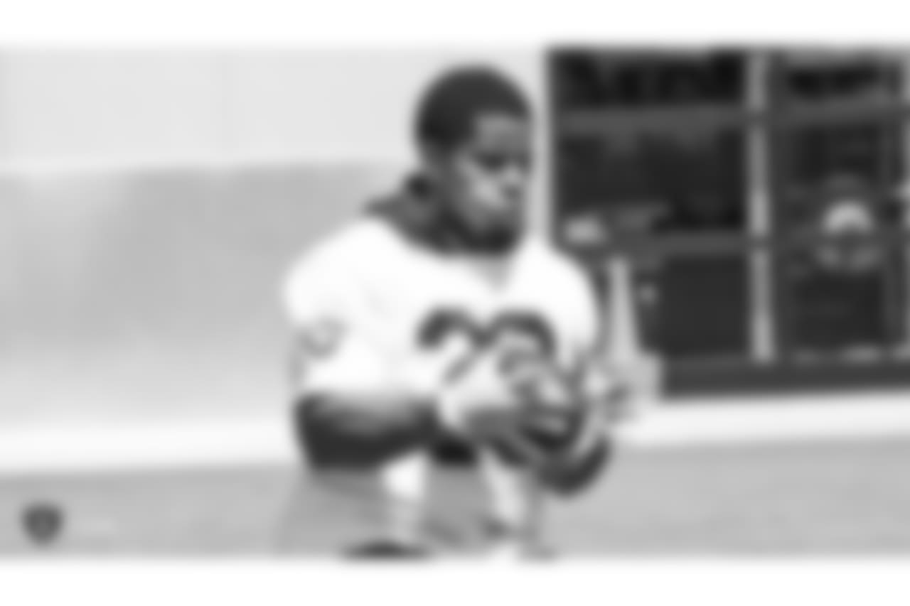 Oakland Raiders running back DeAndre Washington (33) at an offseason program at the Oakland Raiders Practice Facility, Friday, June 1, 2018, in Alameda, California.