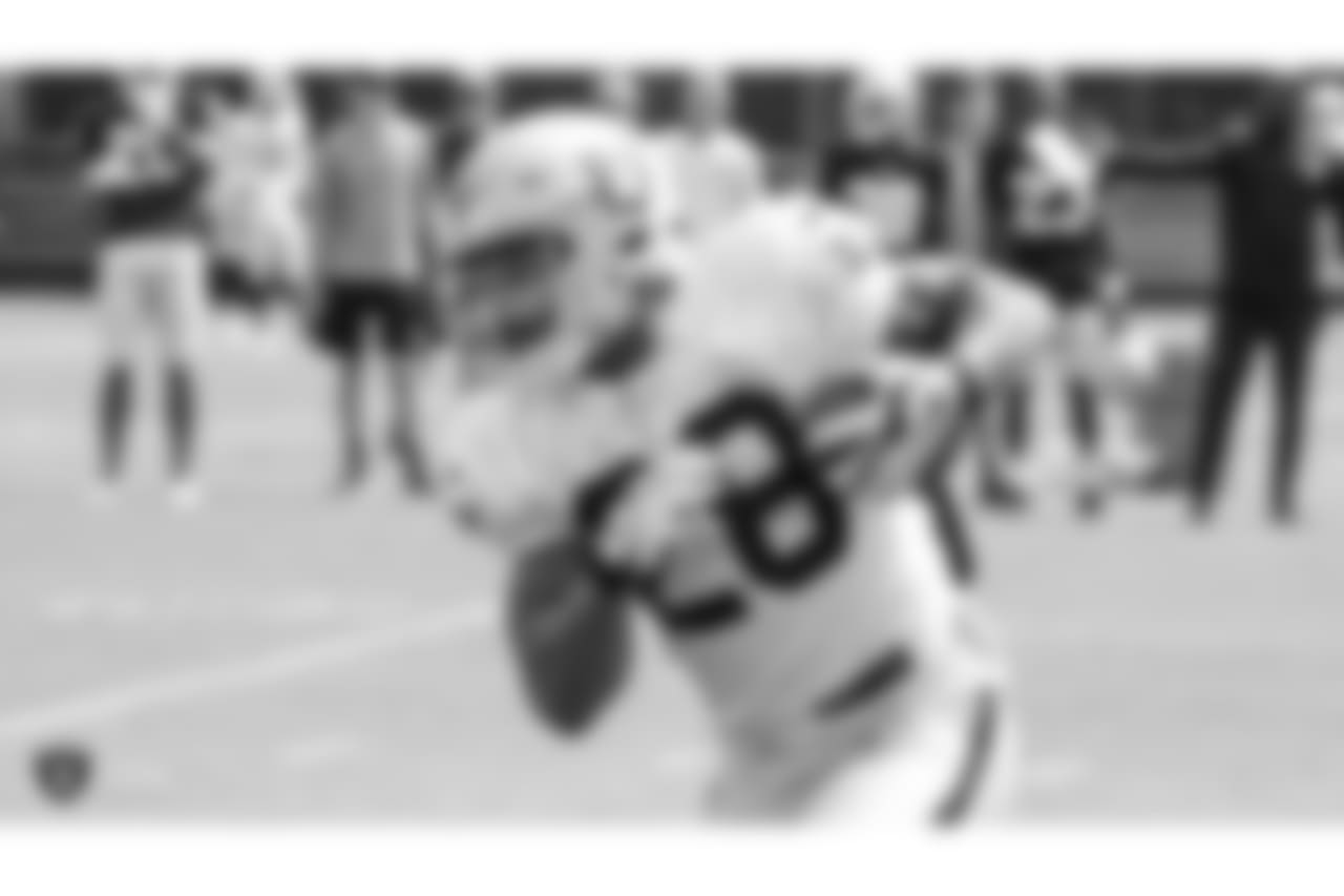 Oakland Raiders running back Doug Martin (28) on the field for practice at 2018 Training Camp at The Oakland Raiders Napa Valley Training Complex, Wednesday, August 1, 2018, in Napa, California.