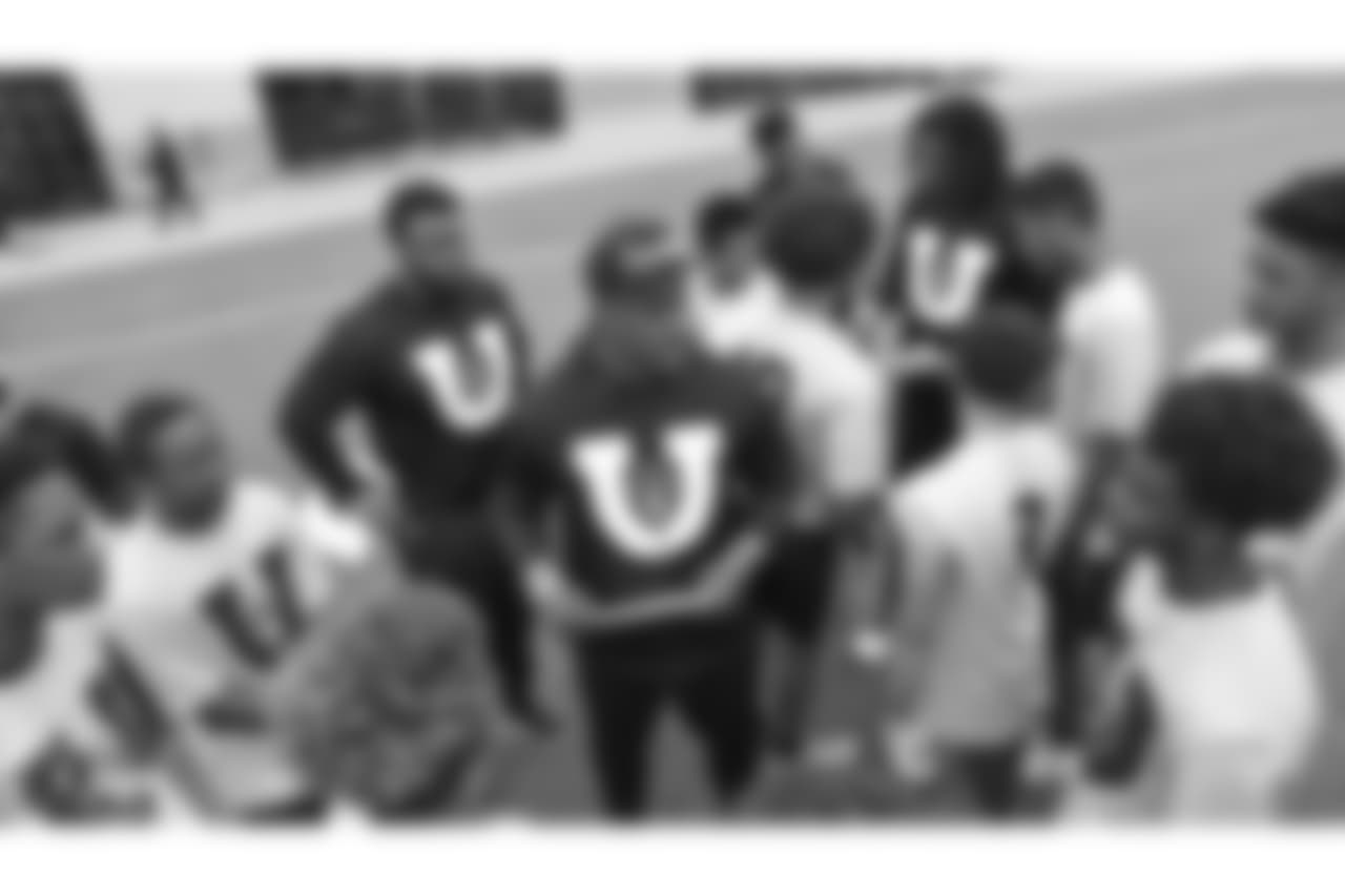 Students from local Bay Area high schools participate in Raiders U, a 7 on 7 football tournament with 8 teams that is coached entirely by Raiders players, at the Oakland Raiders Practice Facility, Thursday, June 7, 2018, in Alameda, California.