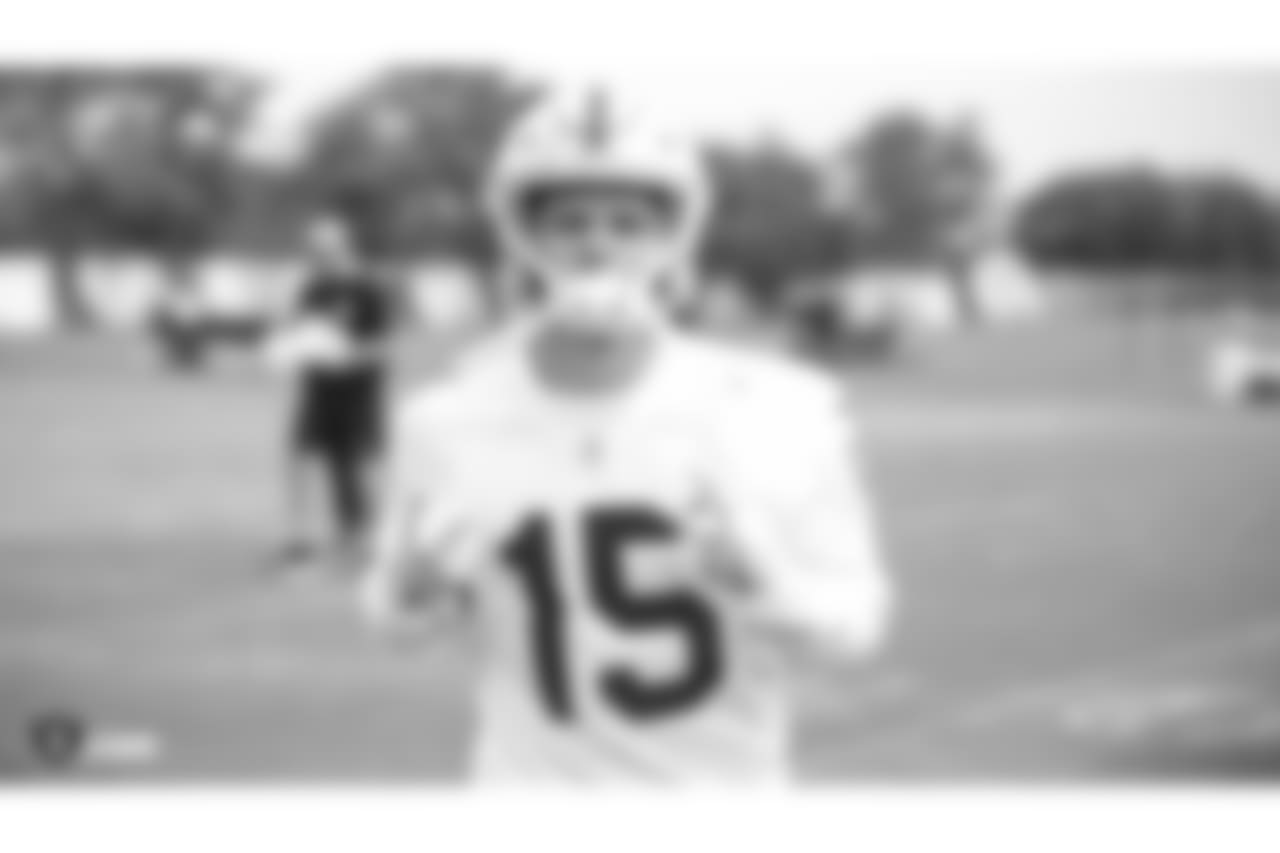 Oakland Raiders wide receiver Ryan Switzer (15) at an Organized Team Activity (OTA) at the Oakland Raiders Practice Facility, Wednesday, May 30, 2018, in Alameda, California.