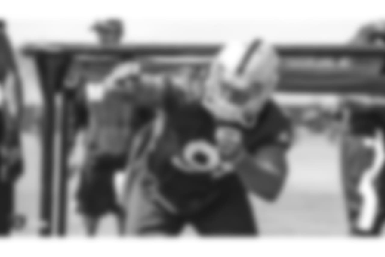 Oakland Raiders linebacker Shilique Calhoun (91) at an Organized Team Activity (OTA) at the Oakland Raiders Practice Facility, Thursday, May 31, 2018, in Alameda, California.