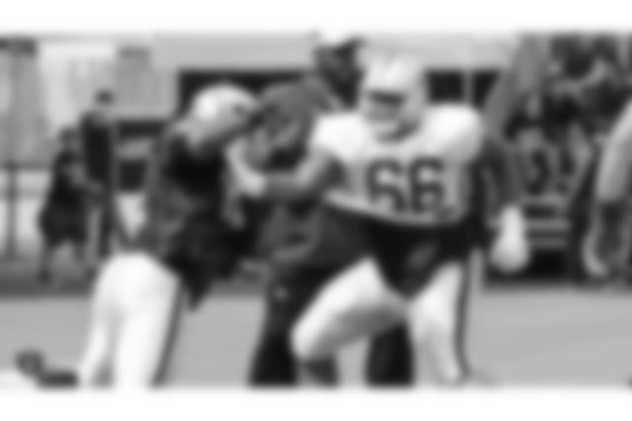 Oakland Raiders offensive guard Gabe Jackson (66) on the field for practice at 2018 Training Camp at The Oakland Raiders Napa Valley Training Complex, Wednesday, August 1, 2018, in Napa, California.