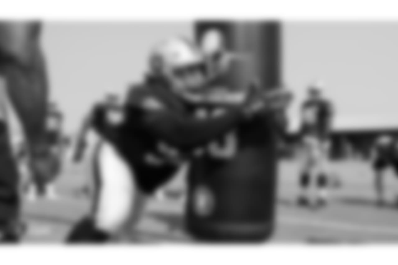 Oakland Raiders defensive tackle PJ Hall (92) on the field for practice at 2018 Training Camp at The Oakland Raiders Napa Valley Training Complex, Monday, August 6, 2018, in Napa, California.