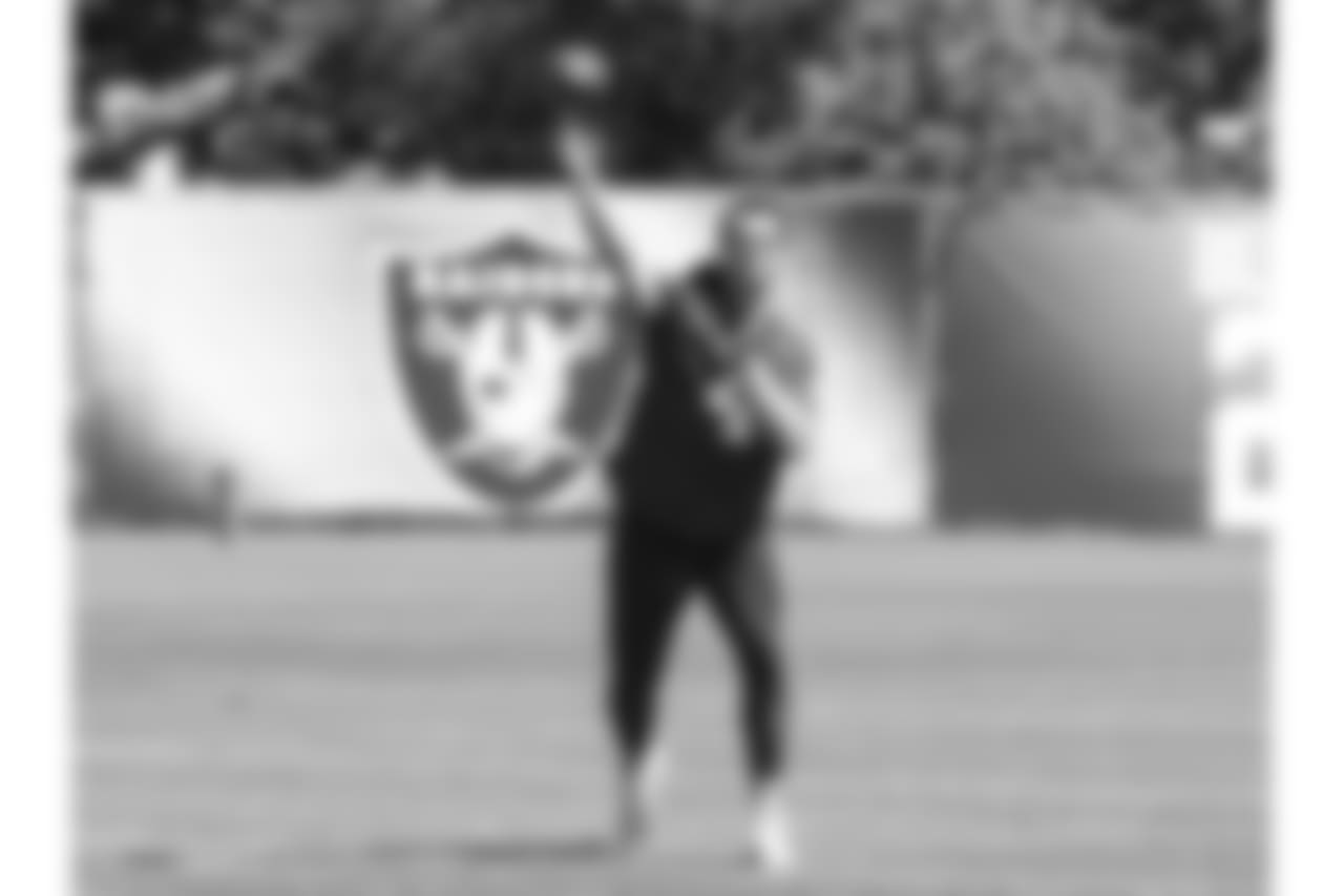 Oakland Raiders players and coaches at an offseason program at the Oakland Raiders Practice Facility, Monday, May 21, 2018, in Alameda, California.