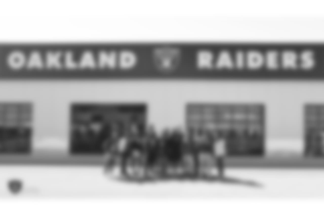 Oakland Raiders running back Jalen Richard gives 20 kids from Youth Alive, an after school program whose mission is to prevent violence and create young leaders, a tour of the Oakland Raiders Practice facility as well as conduct a question and answer session with the group, Monday, June 4, 2018, in Alameda, California.