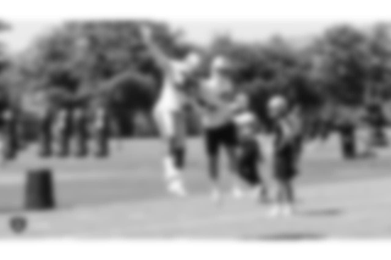 Oakland Raiders running back Jalen Richard (30) and wide receiver Ryan Switzer (15) at a Mandatory Minicamp at the Oakland Raiders Practice Facility, Wednesday, June 13, 2018, in Alameda, California.