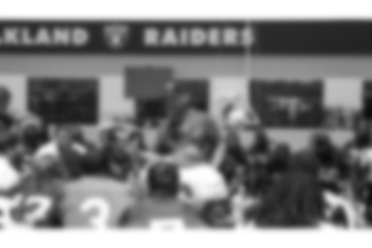 Oakland Raiders head coach Jon Gruden at an Organized Team Activity (OTA) at the Oakland Raiders Practice Facility, Tuesday, June 5, 2018, in Alameda, California.
