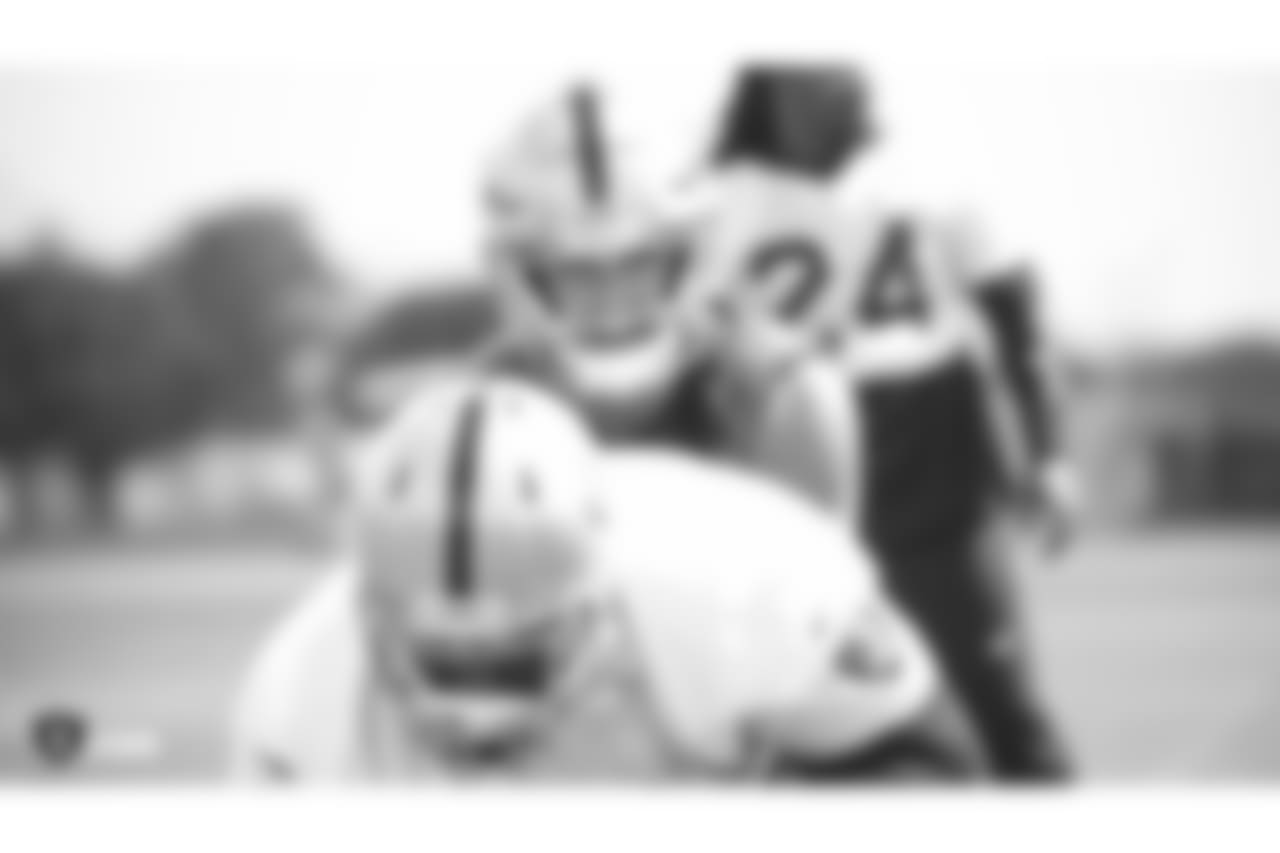 Oakland Raiders quarterback Derek Carr (4) at an Organized Team Activity (OTA) at the Oakland Raiders Practice Facility, Wednesday, May 30, 2018, in Alameda, California.