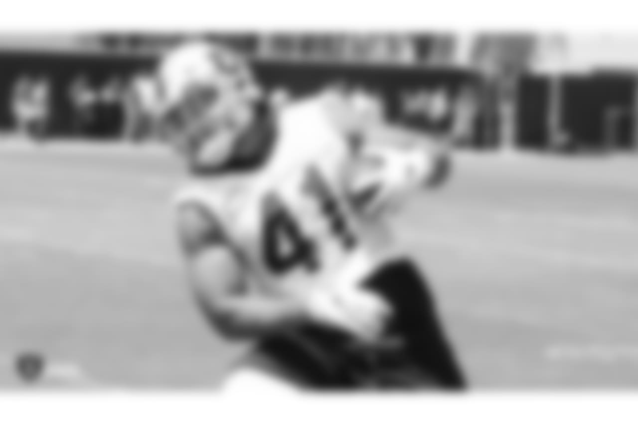 Oakland Raiders fullback Keith Smith (41) at an Organized Team Activity (OTA) at the Oakland Raiders Practice Facility, Tuesday, June 5, 2018, in Alameda, California.