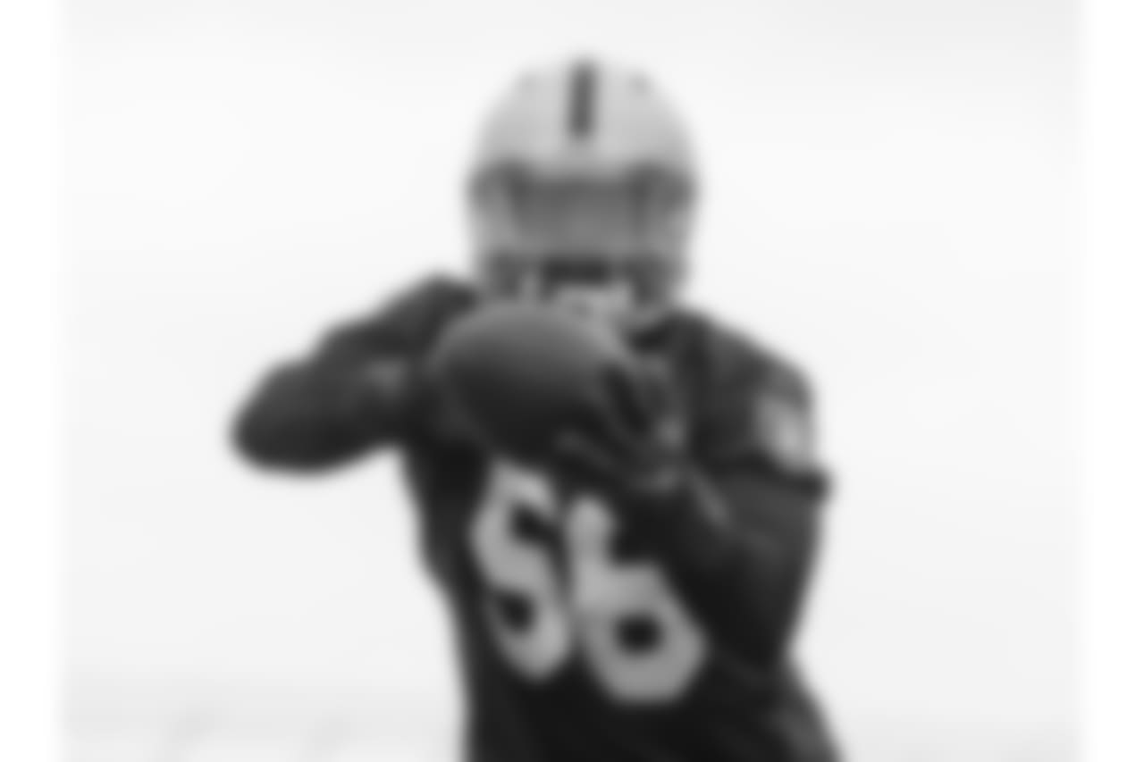Oakland Raiders players at an Organized Team Activity (OTA) at the Oakland Raiders Practice Facility, Tuesday, May 22, 2018, in Alameda, California.