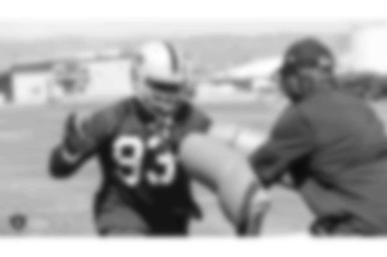 Oakland Raiders defensive tackle Ahtyba Rubin (93) at a Mandatory Mini Camp at the Oakland Raiders Practice Facility, Tuesday, June 12, 2018, in Alameda, California.