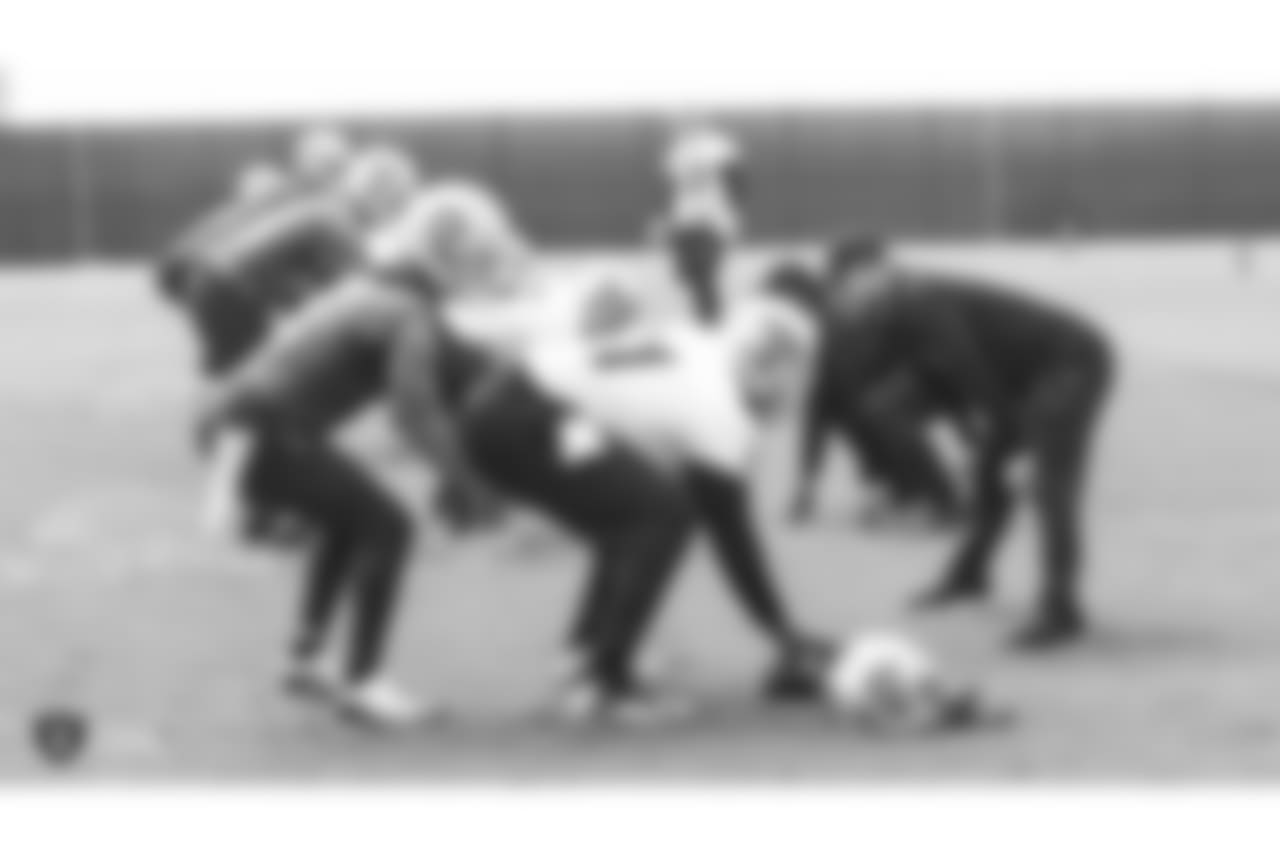 Oakland Raiders players at an Organized Team Activity (OTA) at the Oakland Raiders Practice Facility, Wednesday, May 30, 2018, in Alameda, California.