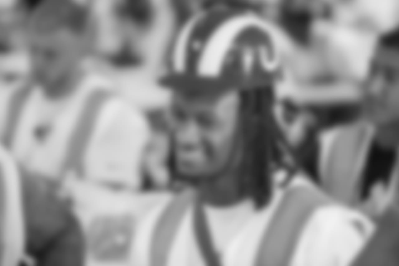 Running back (30) Todd Gurley of the Los Angeles Rams takes a tour with the team of the new Inglewood Stadium site, Thursday June 14, 2018, in Inglewood, CA. (Jeff Lewis/Rams)