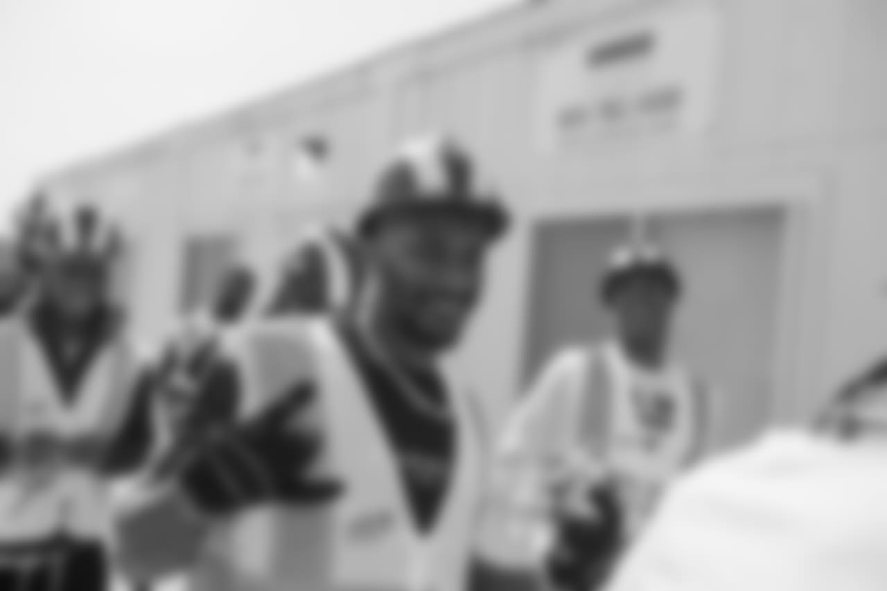 Cornerback (21) Aqib Talib of the Los Angeles Rams takes a tour with the team of the new Inglewood Stadium site, Thursday June 14, 2018, in Inglewood, CA. (Jeff Lewis/Rams)