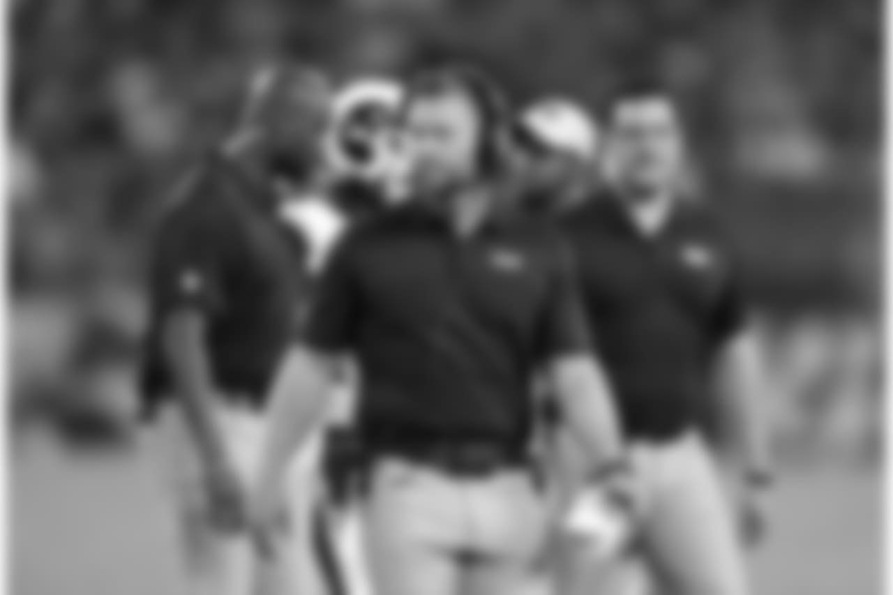 Los Angeles Rams head coach Sean McVay walks on the field in the first half of a preseason NFL football game against the Baltimore Ravens, Thursday, Aug. 9, 2018, in Baltimore. (AP Photo/Gail Burton)