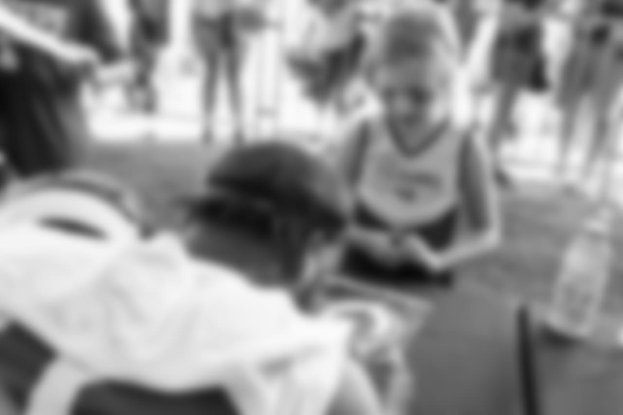 XX of the Los Angeles Rams signs autographs during Day 1 of Training Camp, Thursday, July 26, 2018, in Irvine, CA. (Will Navarro/Rams)
