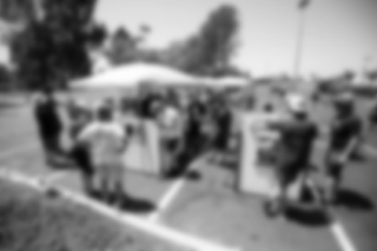 The Los Angeles Rams partner with Habitat for Humanity Orange County to build playhouses to be auctioned off at practice at The University of California Irvine in Irvine, CA on 8/3/2018. (Rams/Hiro Ueno)
