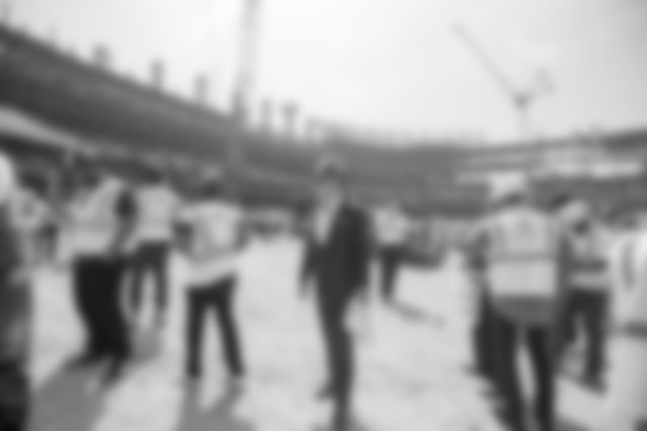 Owner Stan Kroenke of the Los Angeles Rams takes a tour with the team of the new Inglewood Stadium site, Thursday June 14, 2018, in Inglewood, CA. (Jeff Lewis/Rams)