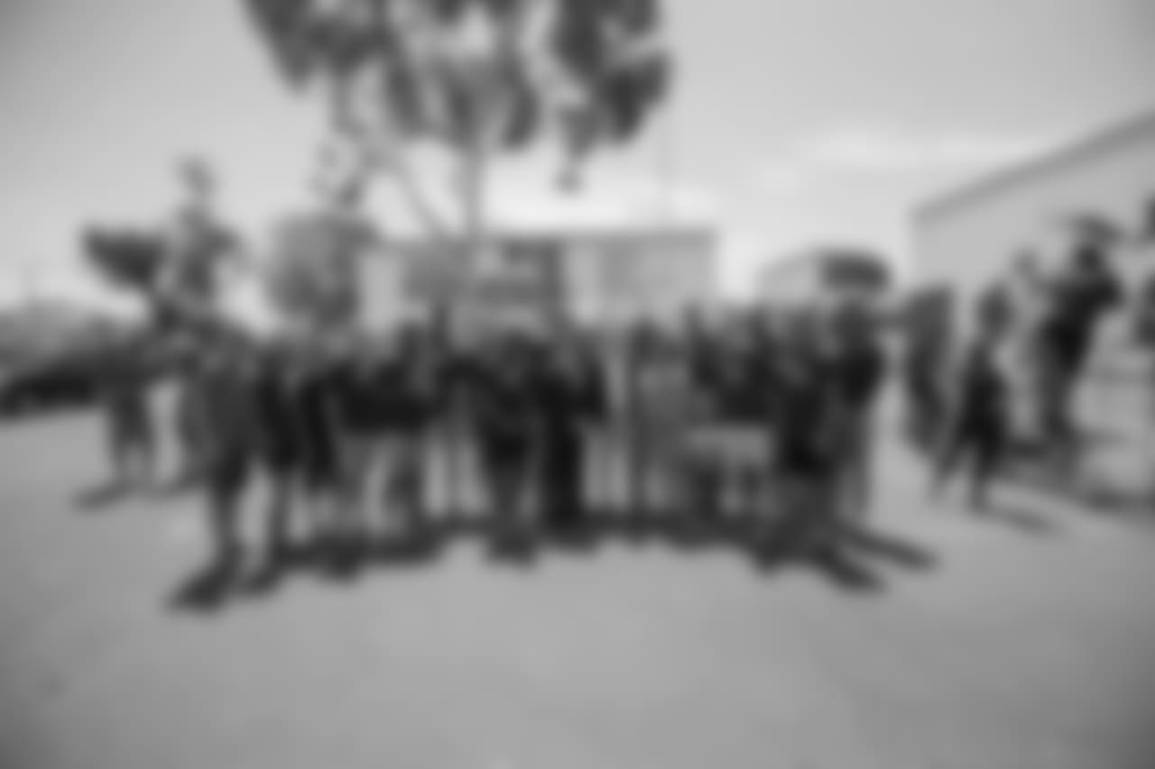 The Los Angeles Rams rookies pose for a group picture at a playground build at 20th Street Elementary School, Friday, June 15, 2018, in Los Angeles, CA. (Jeff Lewis/Rams)