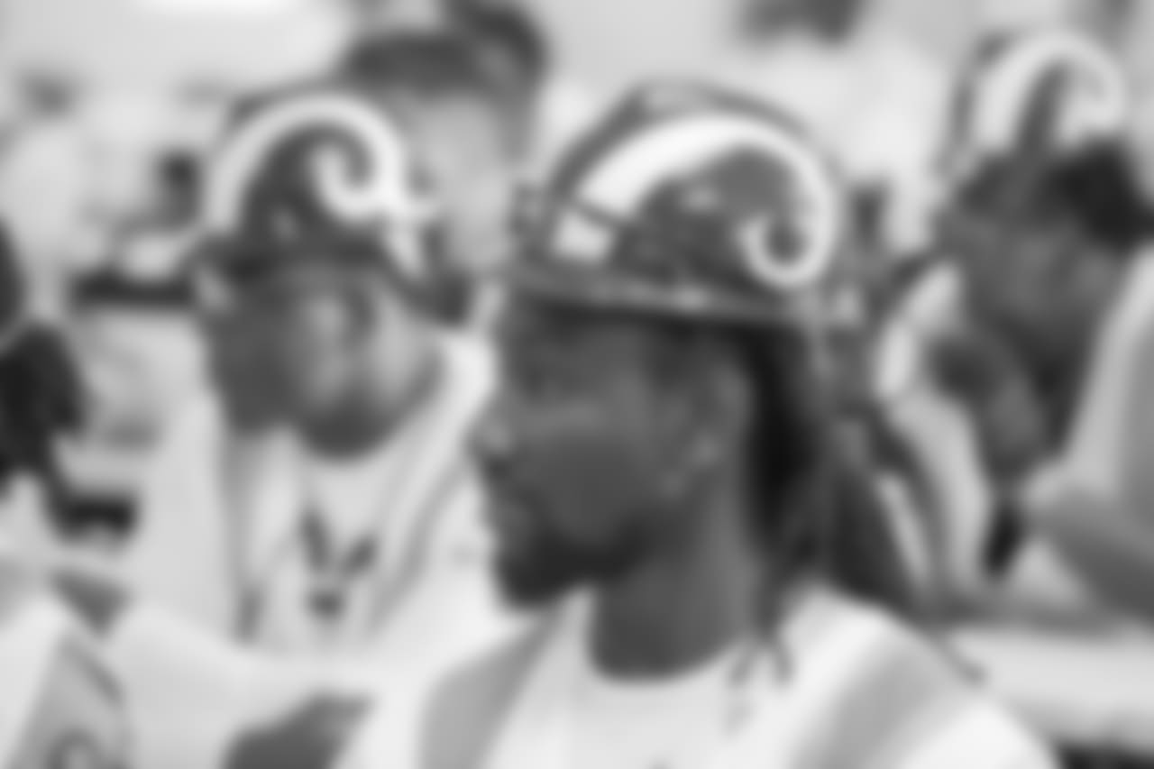 Tight end (84) Temarrick Hemingway of the Los Angeles Rams takes a tour with the team of the new Inglewood Stadium site, Thursday June 14, 2018, in Inglewood, CA. (Jeff Lewis/Rams)