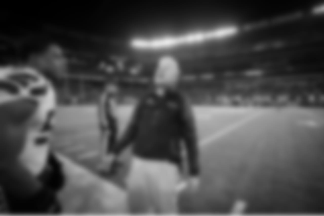 As the final minutes ticked down and with the outcome never in doubt, head coach Pete Carroll lets out a yell on the sidelines.