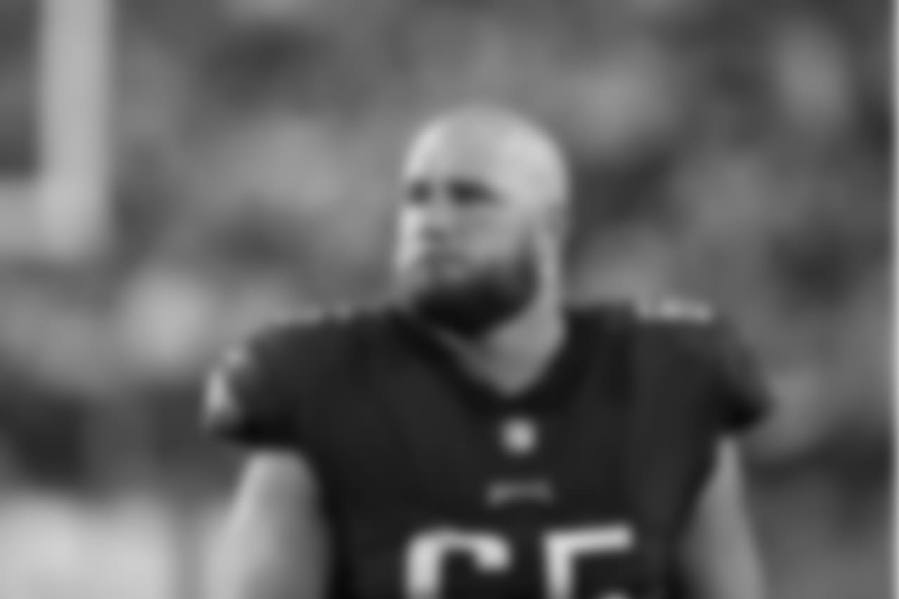 Philadelphia Eagles offensive tackle Lane Johnson (65) looks on during a week 7 NFL football against the Washington Redskins on Monday, Oct. 23, 2017 in Philadelphia. Philadelphia won 34-24. (Aaron M. Sprecher via AP)