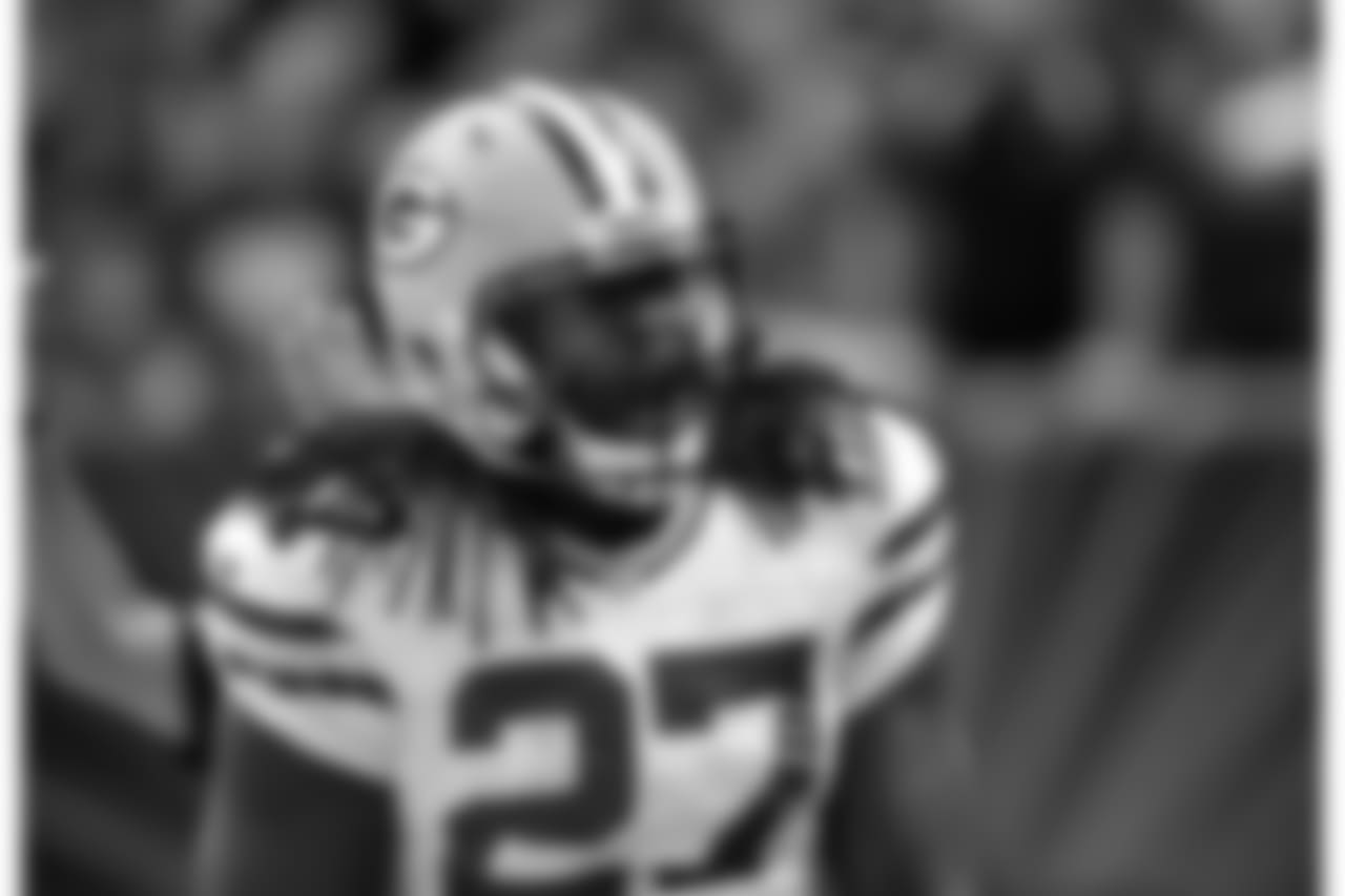 Green Bay Packers running back Eddie Lacy (27) celebrates during an NFL football game against the New Orleans Saints at the Mercedes-Benz Superdome on Sunday, October 26, 2014 in New Orleans, Louisiana. New Orleans won 43-22. (AP Photo/Aaron M. Sprecher)