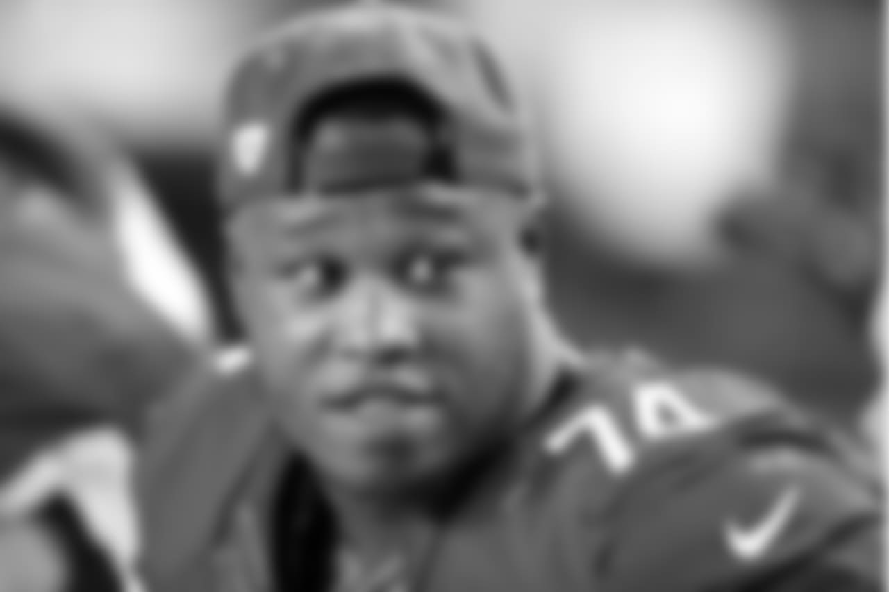 Arizona Cardinals offensive tackle D.J. Humphries (74) talks on the sideline during the 2016 NFL preseason football game against the Oakland Raiders on Friday, Aug. 12, 2016 in Glendale, Ariz. The Raiders won the game 31-10. (Paul Spinelli via AP)