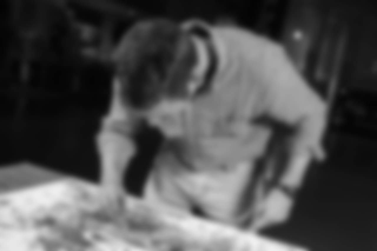 Jon Norquist from Coffee on Canvas (CoffeeOnCanvas.com) creates a piece of artwork for the Seahawks schedule release.