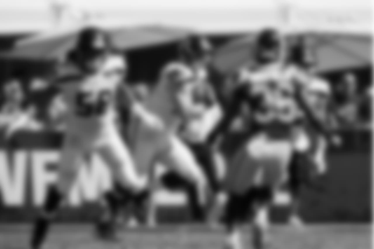Offensive lineman Ethan Pocic caught a line drive kickoff and returned it 13 yards in the second quarter.