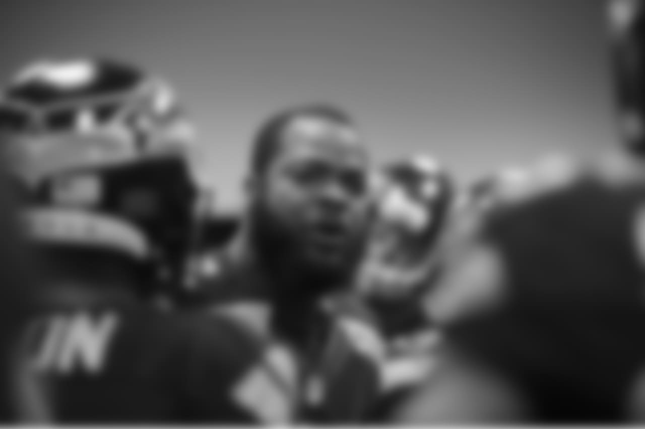 In the final moments before the game, Michael Bennett addressed the team.