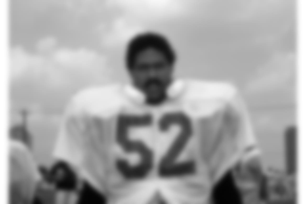 In this undated file photo Robert Brazile, linebacker for the Houston Oilers, poses for a photo. Though Brazile turned in his Dr. Doom persona decades ago for the role of Mr. Brazile, a special education teacher, he'll revisit the success of his first career on Saturday, Aug. 4, 2018 when he'll be one of eight men inducted into the Pro Football Hall of Fame. Brazile is part of a class which includes Bobby Beathard, Brian Dawkins, Jerry Kramer, Ray Lewis, Randy Moss, Brian Urlacher and Terrell Owens. (AP Photo, file)