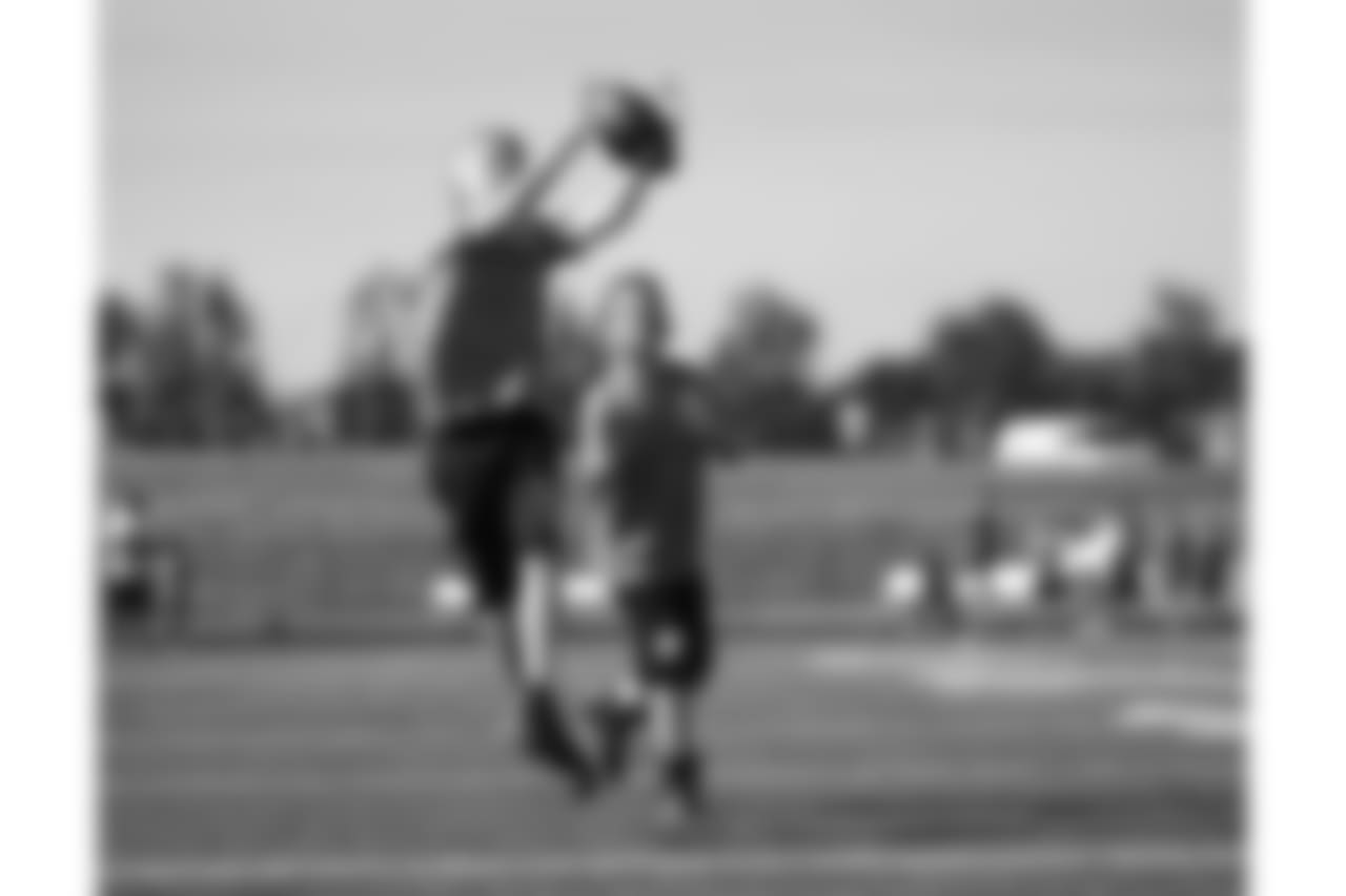 An image from July 18, 2018 of the Kyle Rudolph Pro Camp held at Providence Academy in Plymouth, MN.