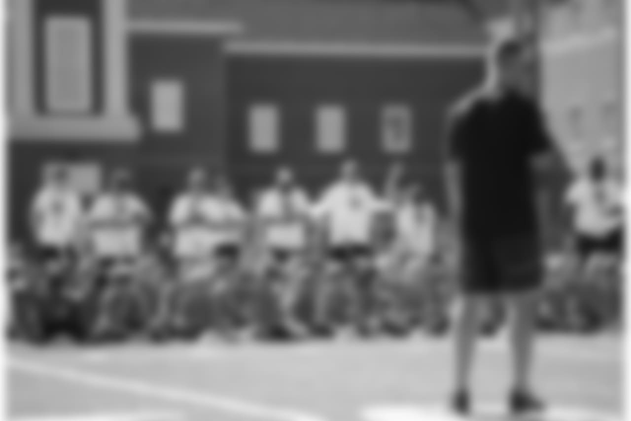 An image from July 18, 2018 of the Kyle Rudolph Pro Camp held at Providence Academy in Plymouth, MN.