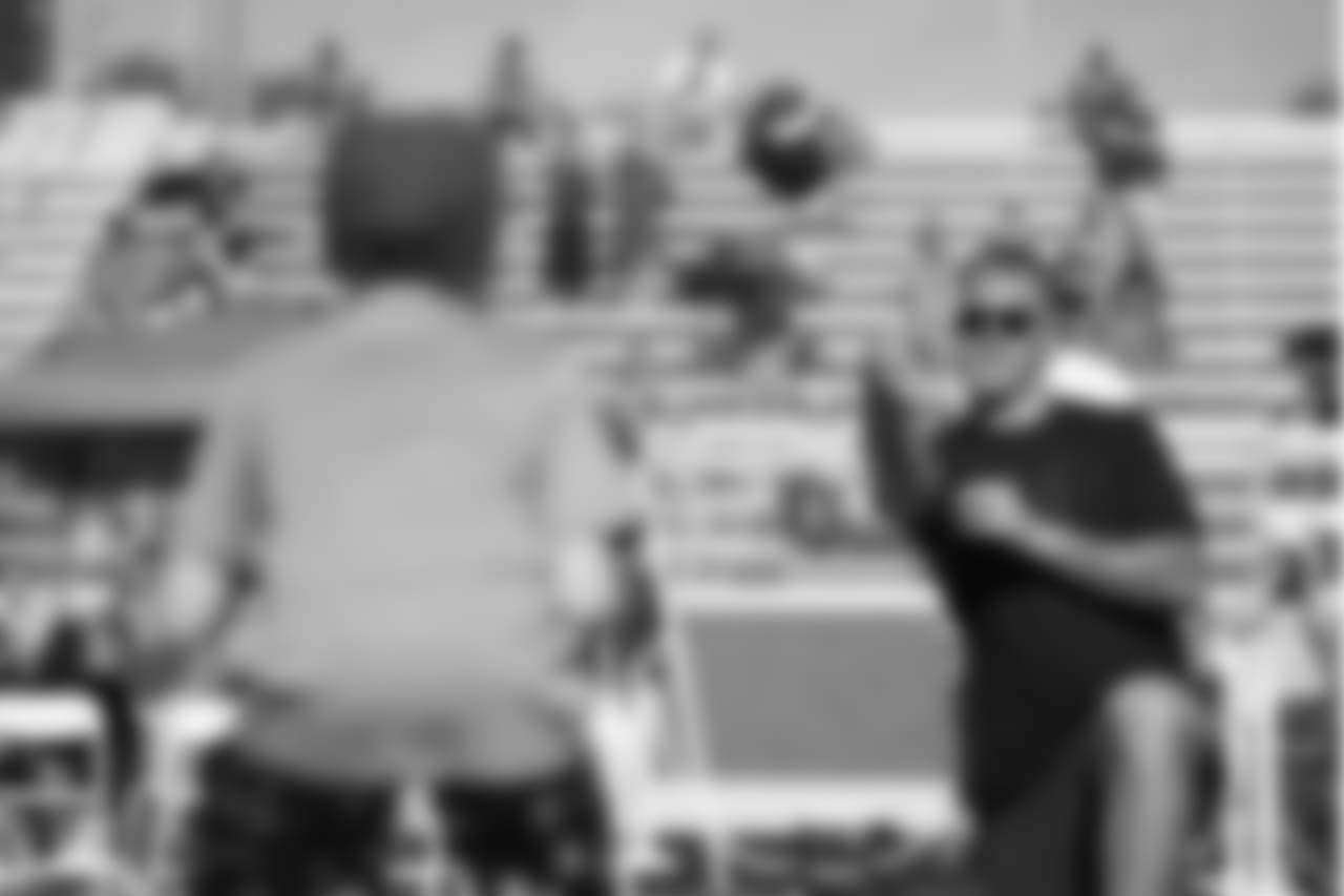 An image from July 18, 2018 of the Kyle Rudolph Pro Camp held at Providence Academy in Plymouth, MN.