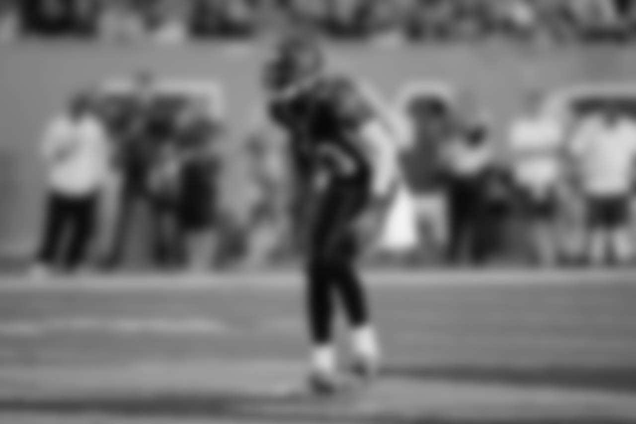 Cincinnati Bengals safety George Iloka (43) runs back in pass coverage during a week 9 NFL football game against the Cleveland Browns on Thursday, November 5, 2015 in Cincinnati, Ohio. The Bengals defeated the Browns 31-10. (Scott Boehm via AP)