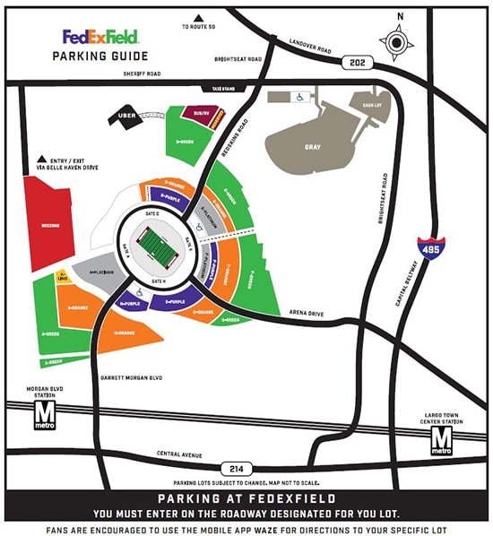 Fedexfield Parking And Directions Washington Redskins