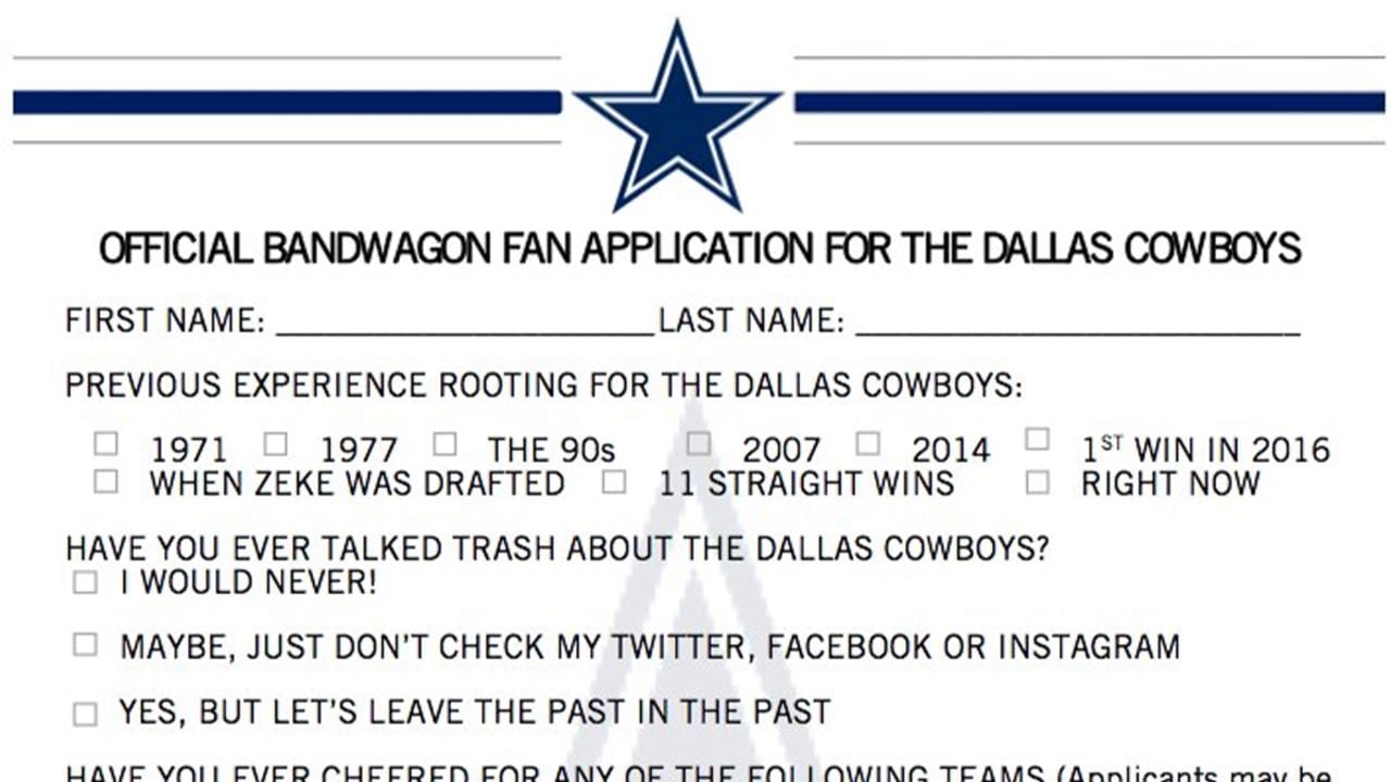 Want To Join Cowboys Bandwagon Apply Here